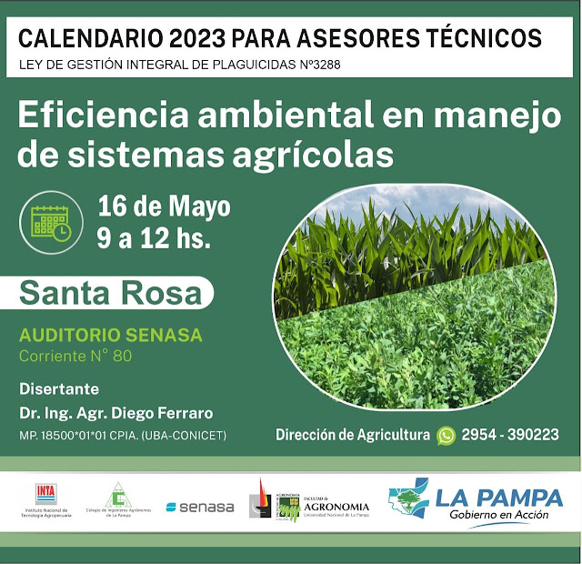 Anunciaron curso sobre “Eficiencia ambiental en manejo de sistemas agrícolas”